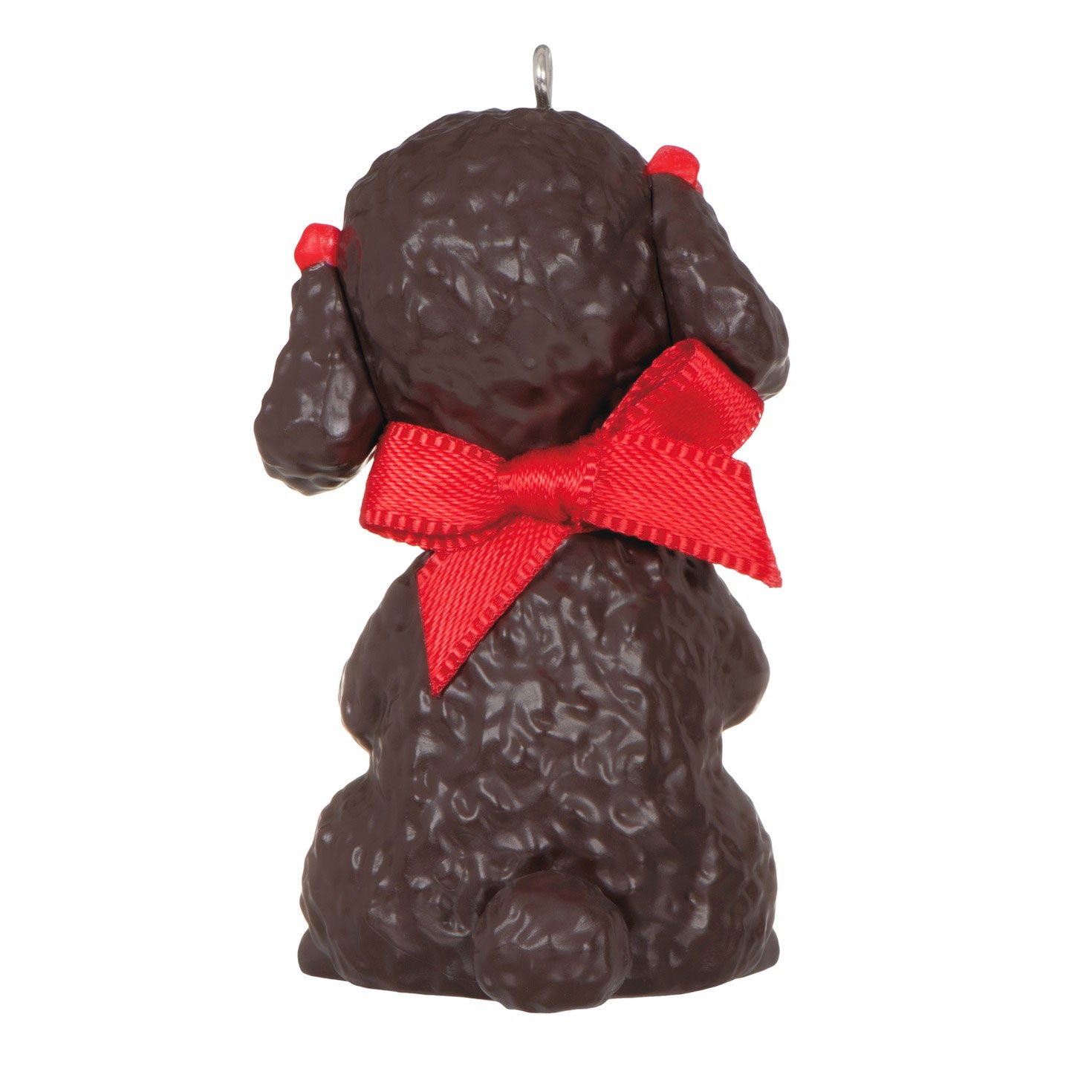 Puppy Love Poodle — Hallmark Keepsake Christmas Ornament featuring a black poodle's back view with red bows and ribbon.