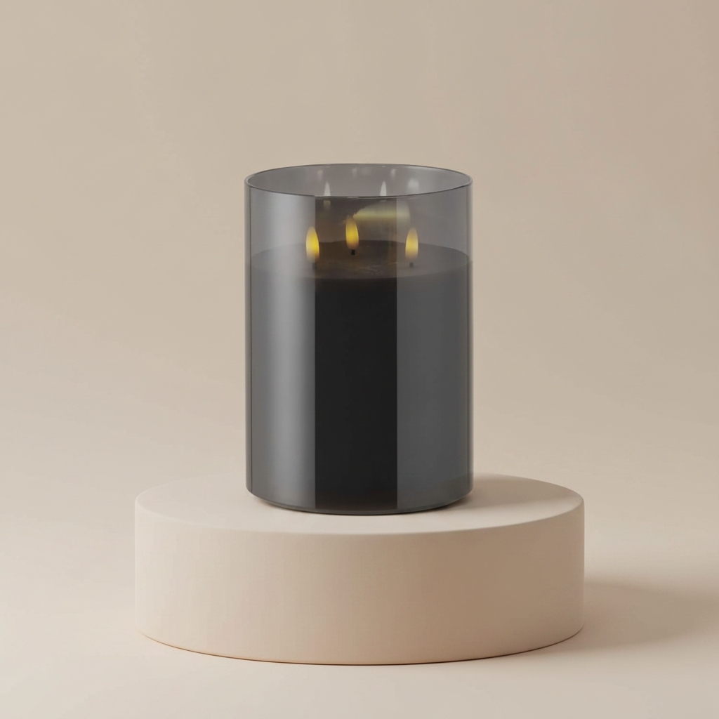 Rogue Glass Triflame Candle Black 15x15x20cm
