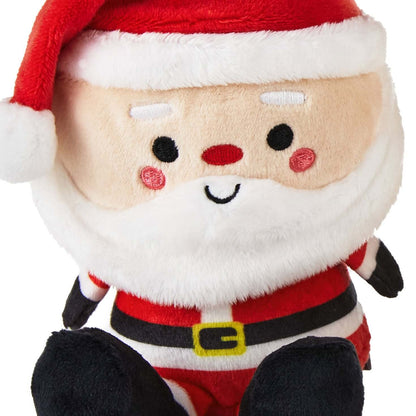 Better Together Santa and Reindeer Magnetic Plush Pair, 5.75" with cute embroidered details and a red hat, front view.