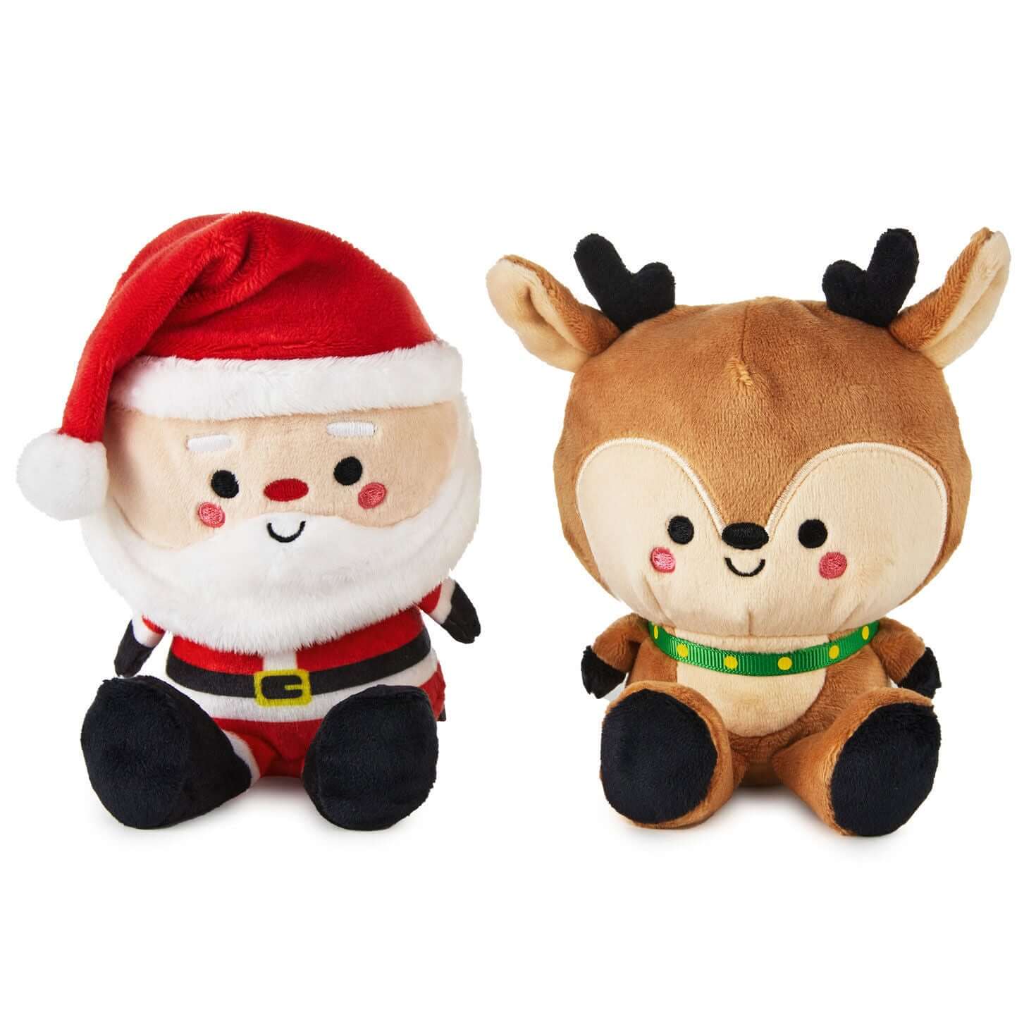Better Together Santa and Reindeer Magnetic Plush Pair, 5.75", adorable holiday plush toys with stitched details, sitting position.