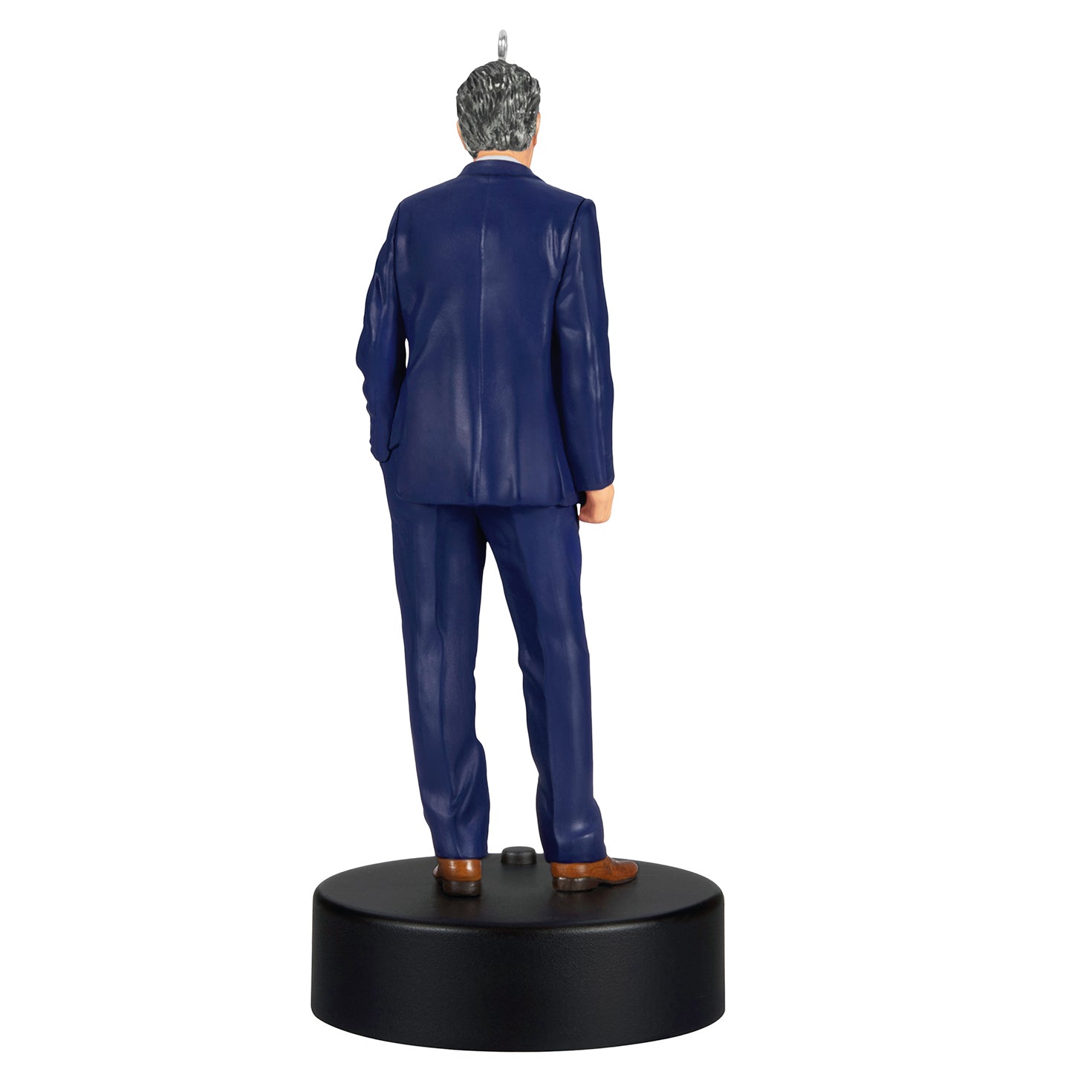 Schitt's Creek® Johnny Rose With Sound — 2026 Hallmark Keepsake Christmas Ornament, back view, navy blue suit, figure detail