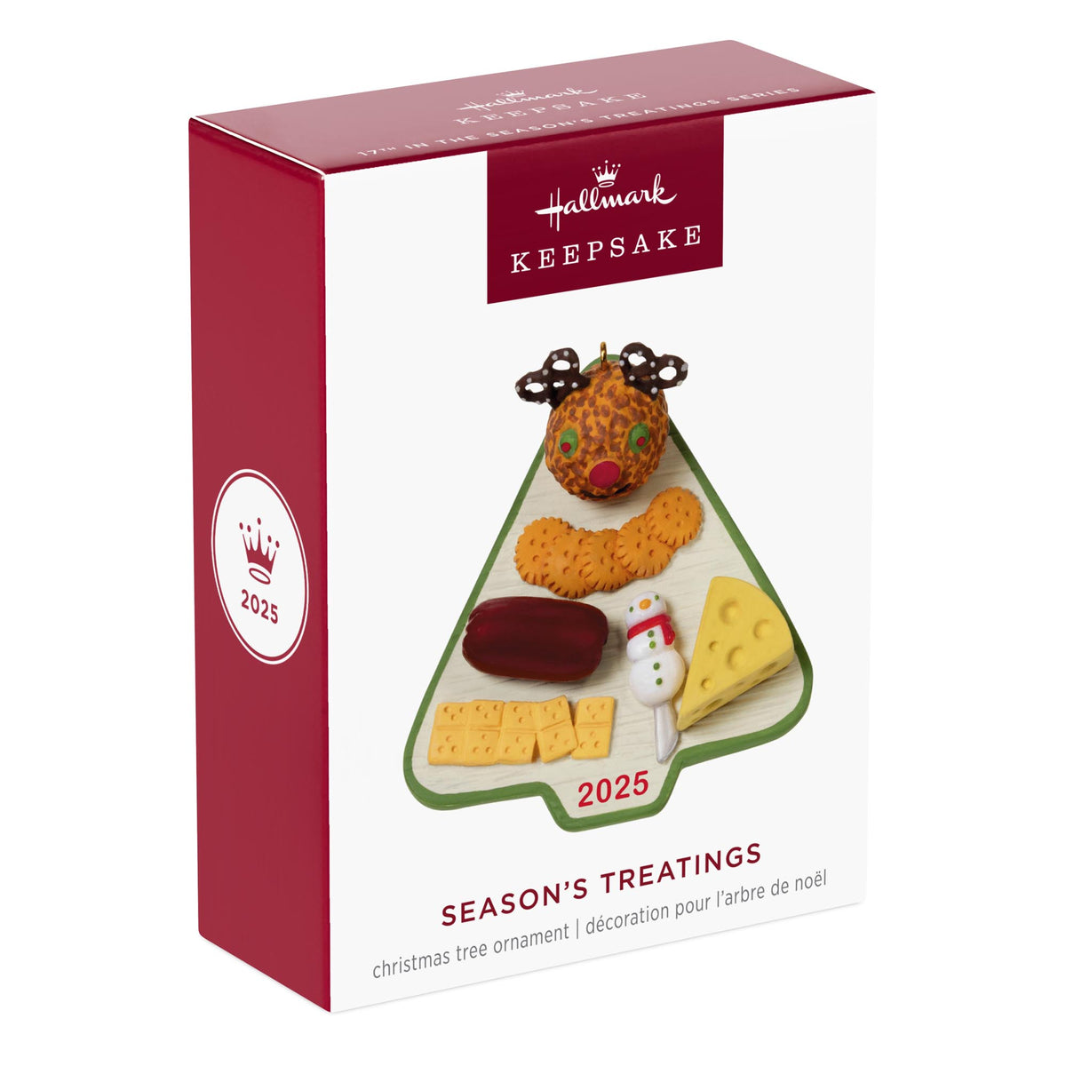Season's Treatings, 17th in the Series — 2025 Hallmark Keepsake Christmas Ornament in festive packaging featuring charcuterie details.