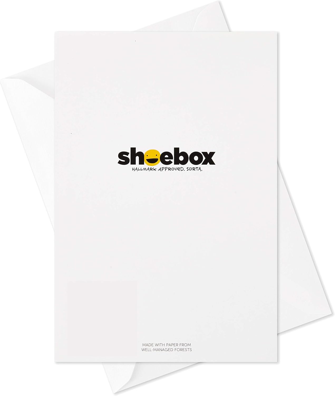 Hallmark Shoebox funny blank cards assortment (12 all occasion cards with envelopes) featuring a white card back with logo and envelope.