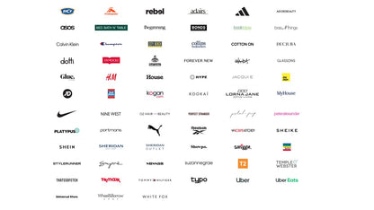 Collection of various brand logos on a white background
