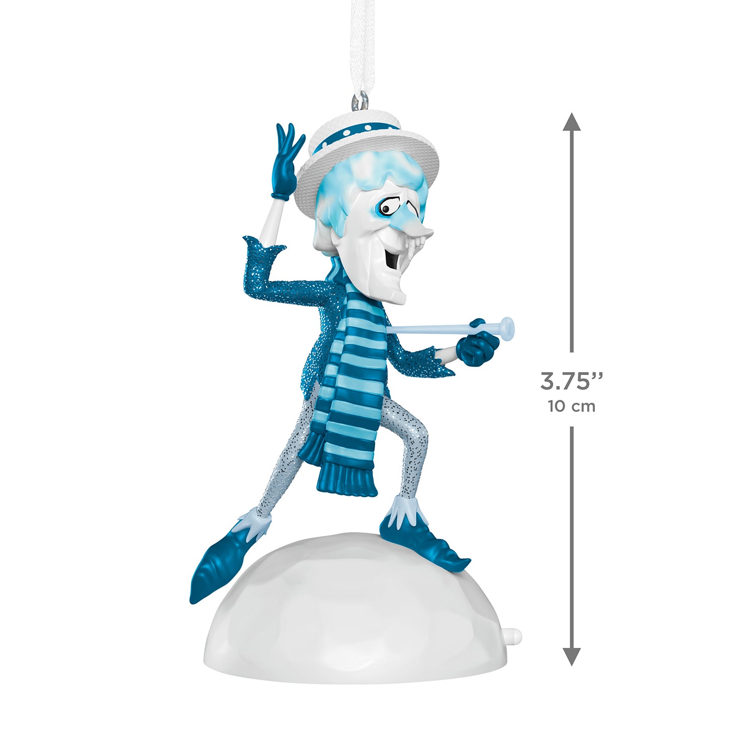 The Year Without a Santa Claus™ Snow Miser With Light — 2026 Hallmark Keepsake Christmas Ornament, hanging figure, frosty blue outfit, on snow mound.