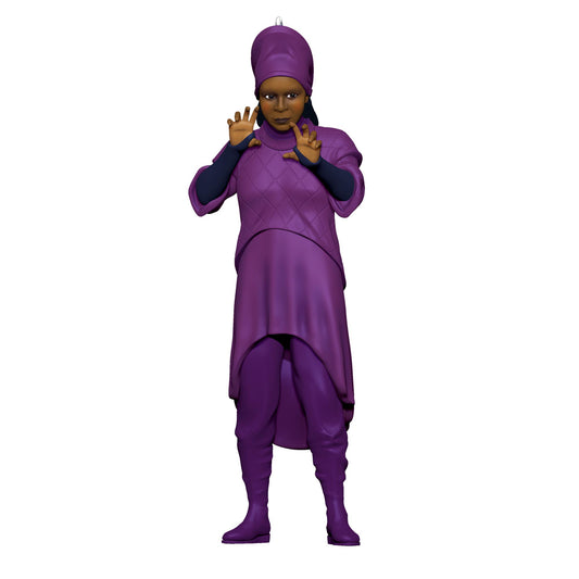 Star Trek™: The Next Generation, Guinan — 2025 Hallmark Keepsake Christmas Ornament, detailed figure in purple attire, standing pose.