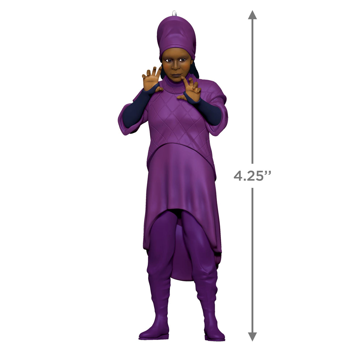 Star Trek™: The Next Generation, Guinan — 2025 Hallmark Keepsake Christmas Ornament, 10.8 cm tall, detailed purple outfit, standing pose.