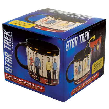 Unemployed Philosophers Guild - Star Trek Transporter Mug in official packaging, featuring Captain Kirk and crew design.