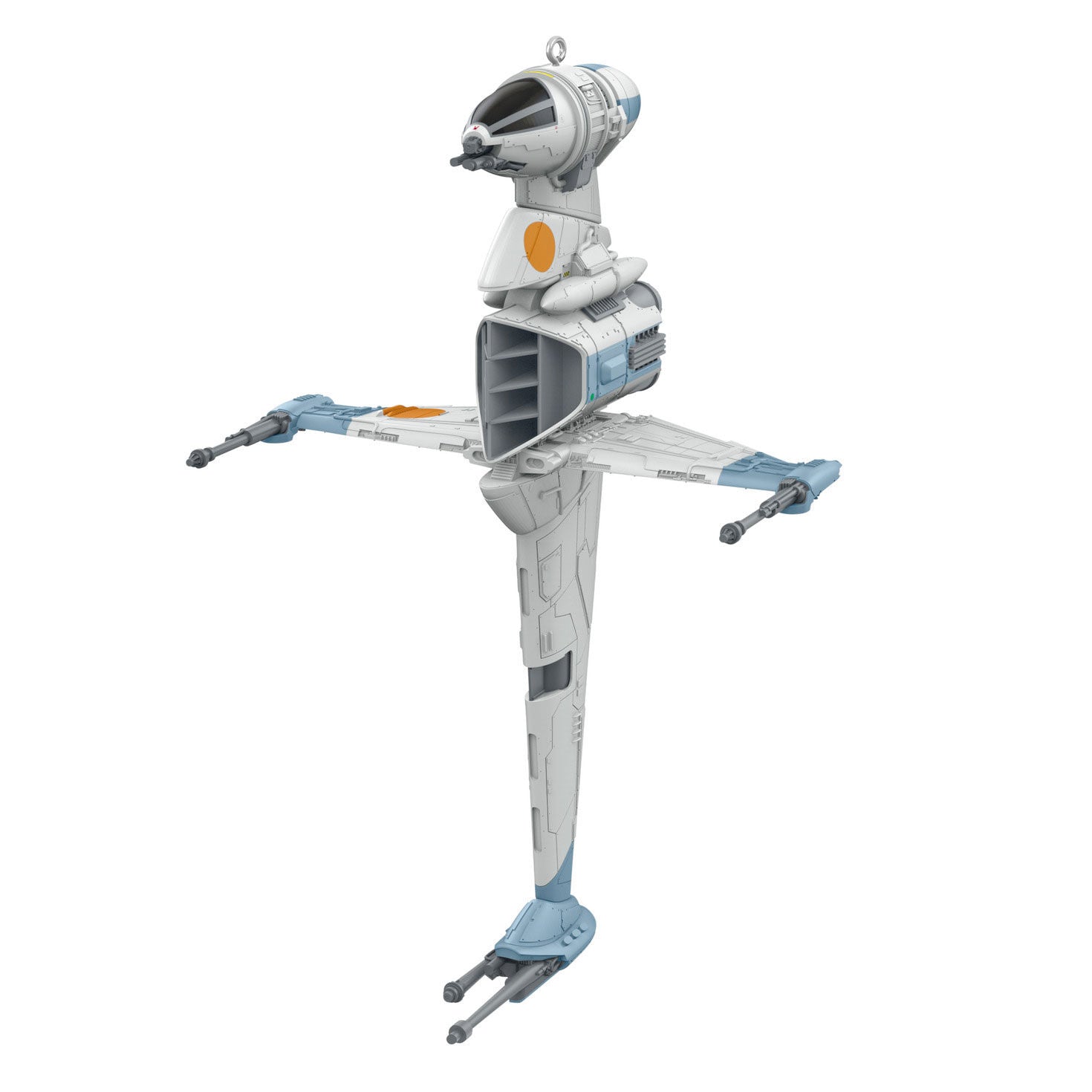 Star Wars: Return of the Jedi™ B-Wing Fighter™ — 2026 Hallmark Keepsake Christmas Ornament, detailed view showcasing its intricate design and weaponry.