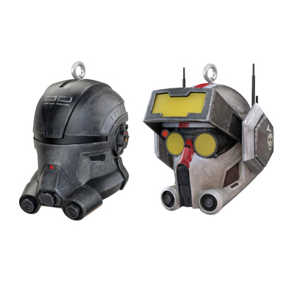 Star Wars™: The Bad Batch™ Echo™ and Tech™, Set of 2 (Miniature) — detailed ornament helmets with distinct designs.