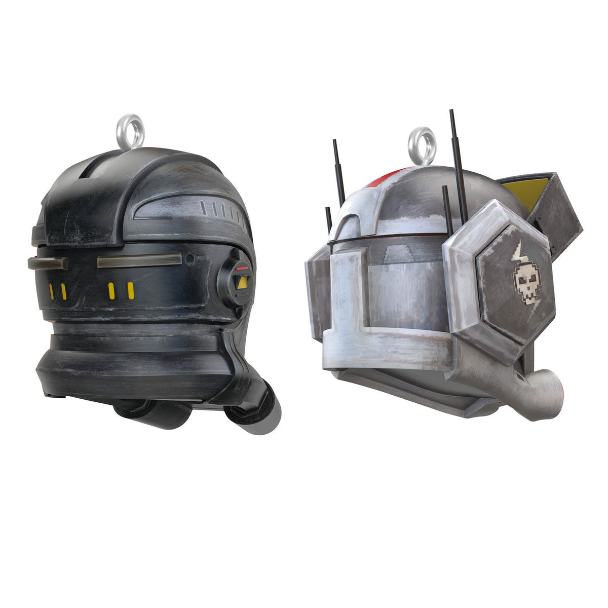 Star Wars™: The Bad Batch™ Echo™ and Tech™, Set of 2 (Miniature) — Hallmark Keepsake Christmas Ornaments featuring detailed helmet designs.