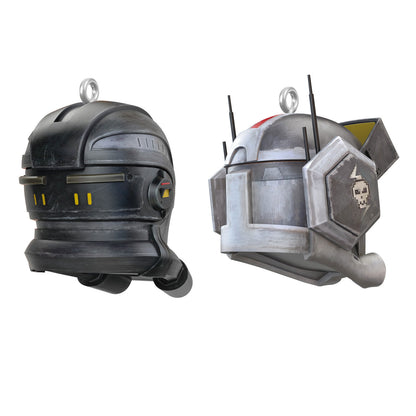 Star Wars™: The Bad Batch™ Echo™ and Tech™, Set of 2 (Miniature) — Hallmark Keepsake Christmas Ornaments featuring detailed helmet designs.