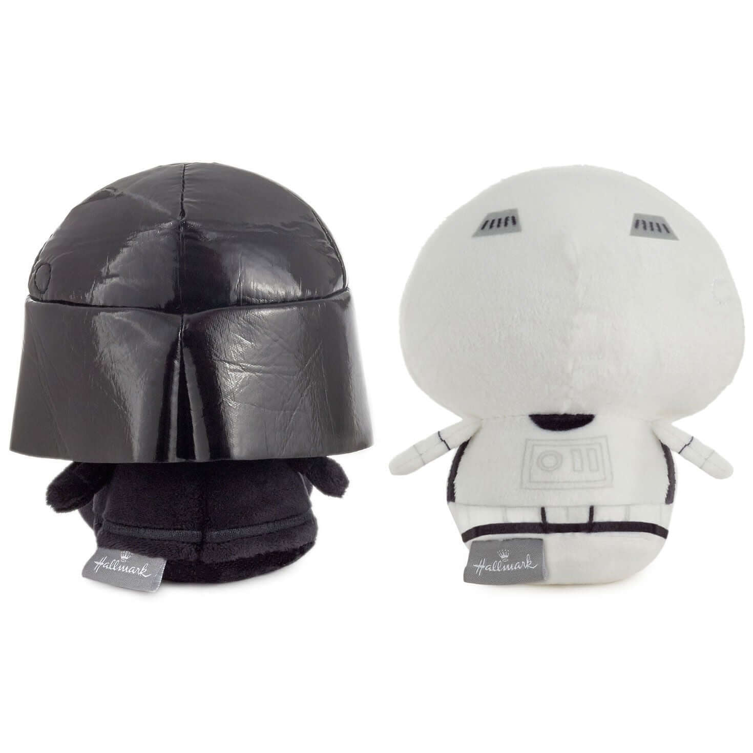 Better Together Star Wars™ Darth Vader™ and Stormtrooper™ Magnetic Plush, 5" duo from Hallmark, featuring embroidered details and weighted bodies in a back view.