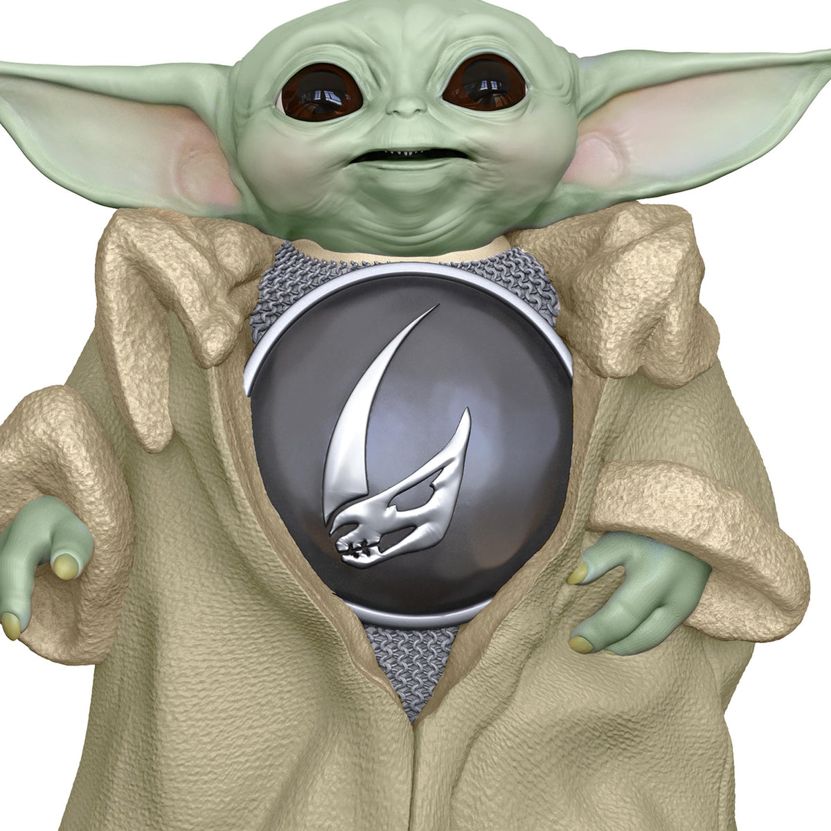Star Wars™: The Mandalorian™, Din Grogu™ — 2025 Hallmark Keepsake Christmas Ornament, close-up view of Grogu wearing his robe with emblem.