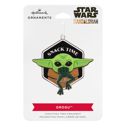 Hallmark Christmas ornament - Star Wars™: The Mandalorian™ Grogu™ with dimension metal, featuring a whimsical 'Snack Time' design.