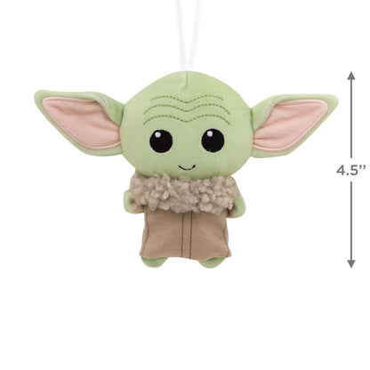 Star Wars™: The Mandalorian™ Grogu™, plush fabric ornament, 11.4 cm tall, featuring big ears and soft details.