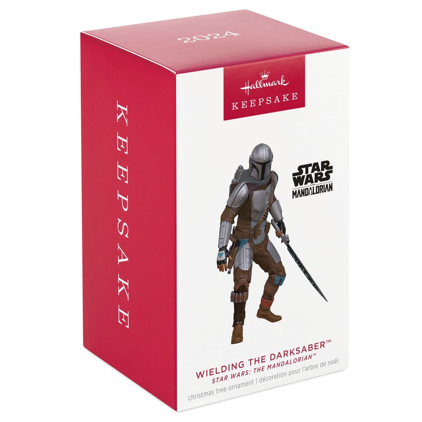 Star Wars™: The Mandalorian™ Wielding the Darksaber™ — Hallmark Keepsake Christmas Ornament, box packaging with character design and year label.