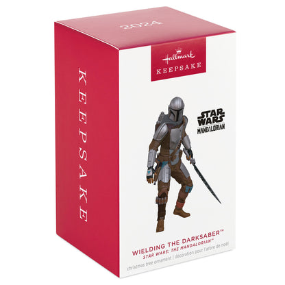 Star Wars™: The Mandalorian™ Wielding the Darksaber™ — Hallmark Keepsake Christmas Ornament, box packaging with character design and year label.