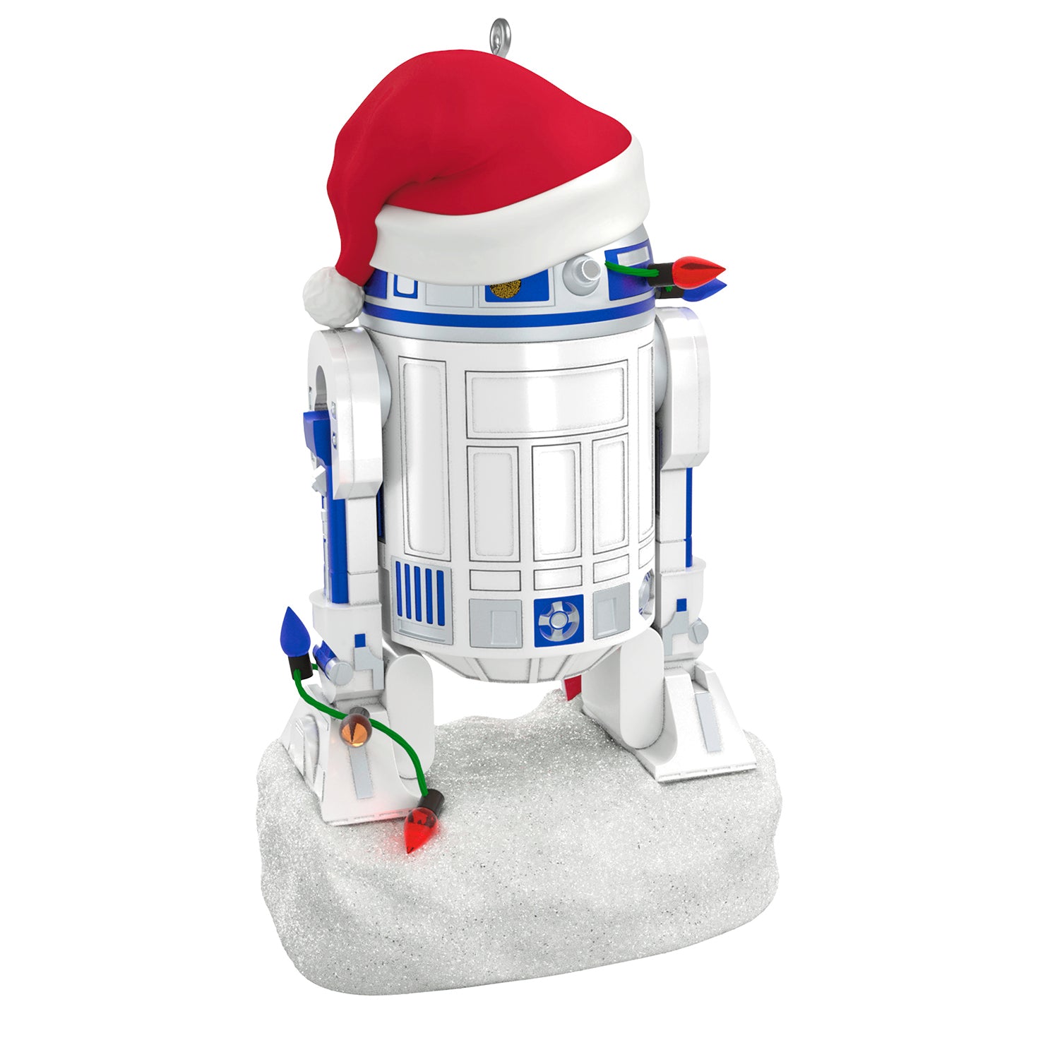 Star Wars™ Decked-Out Droid Musical — 2026 Hallmark Keepsake Christmas Ornament, R2-D2 in Santa hat on snowy base, festive detail