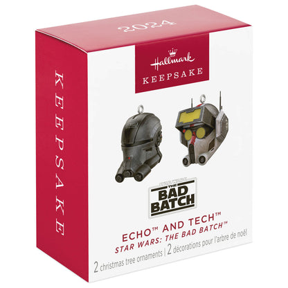 Star Wars™: The Bad Batch™ Echo™ and Tech™, Set of 2 (Miniature) — Hallmark Keepsake Christmas Ornaments in packaging, 2024 edition.
