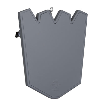 Transformers™, Megatron's Might — 2025 Hallmark Keepsake Christmas Ornament, grey Decepticon shield with a geometric design, flat lay