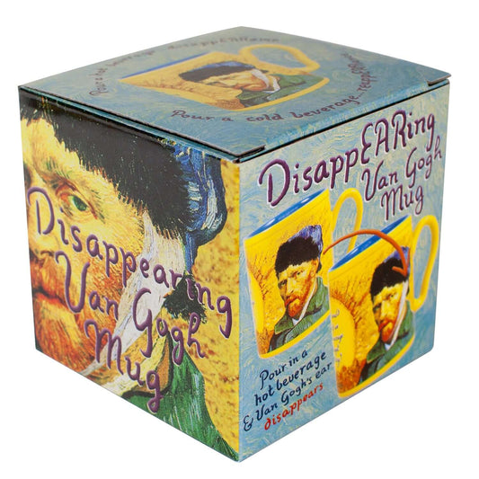 Unemployed Philosophers Guild - Van Gogh Mug gift box featuring Van Gogh's artwork and mug design, angled view with vibrant colours.