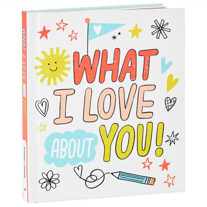 What I Love About You! A Color-Your-Own Recordable Storybook, colourful cover design with playful illustrations and text.
