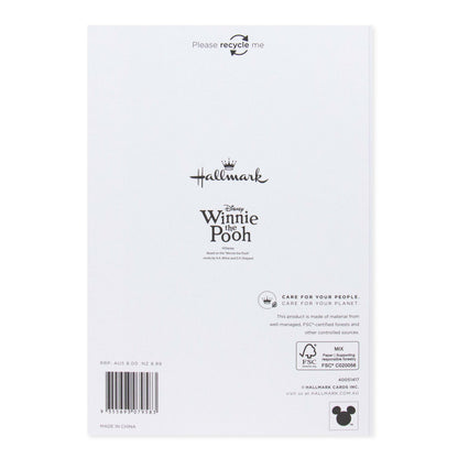 Hallmark Disney Winnie the Pooh Mother's Day Card - Sending Hugs back cover with recycling message and brand logos