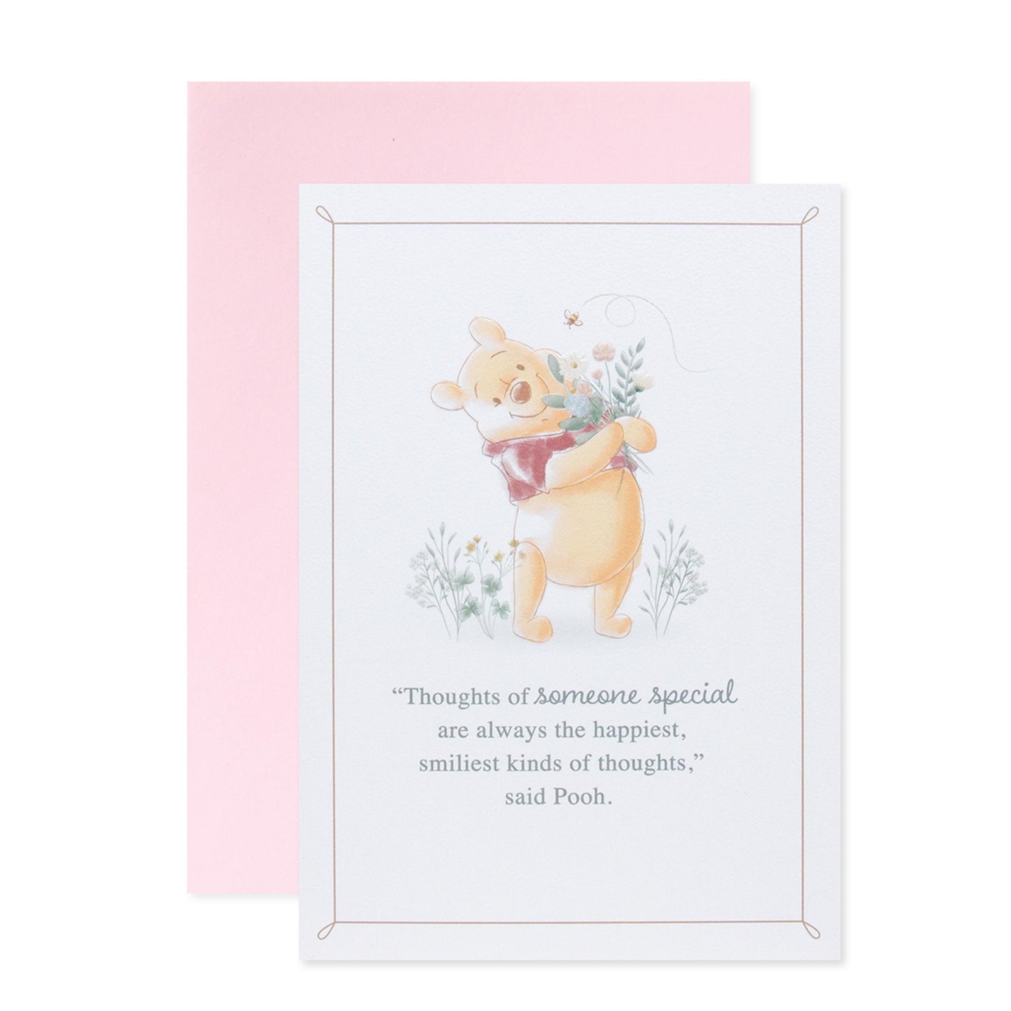 Hallmark Disney Winnie the Pooh Mother's Day Card - Someone Special with pink envelope, featuring Pooh holding flowers and a heartfelt message.
