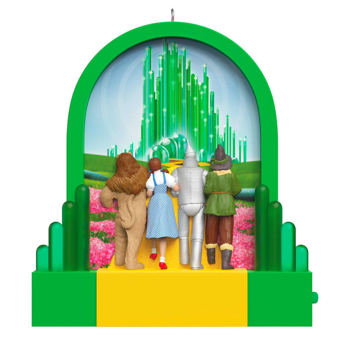 The Wizard of Oz™ Journey to the Land of Oz With Light — 2026 Hallmark Keepsake Christmas Ornament, featuring Dorothy and friends before Emerald City in bright colours.