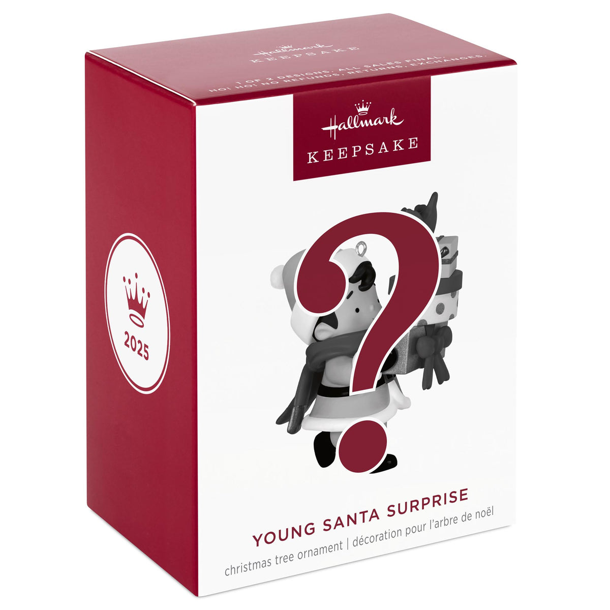 2025 Young Santa Surprise Box — 2025 Hallmark Keepsake Christmas Ornament in a sealed mystery package, featuring character detail.