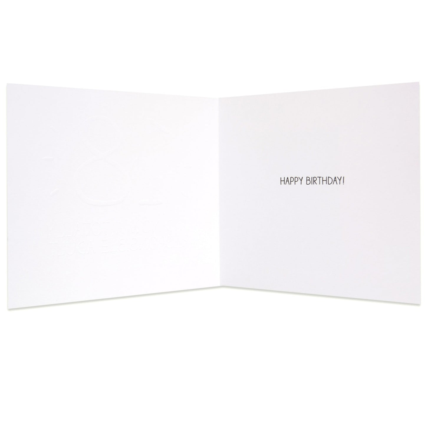 Responsible Adult Funny 18th Birthday Card, inside view showing embossed detail and printed message 'HAPPY BIRTHDAY!', Hallmark branded.