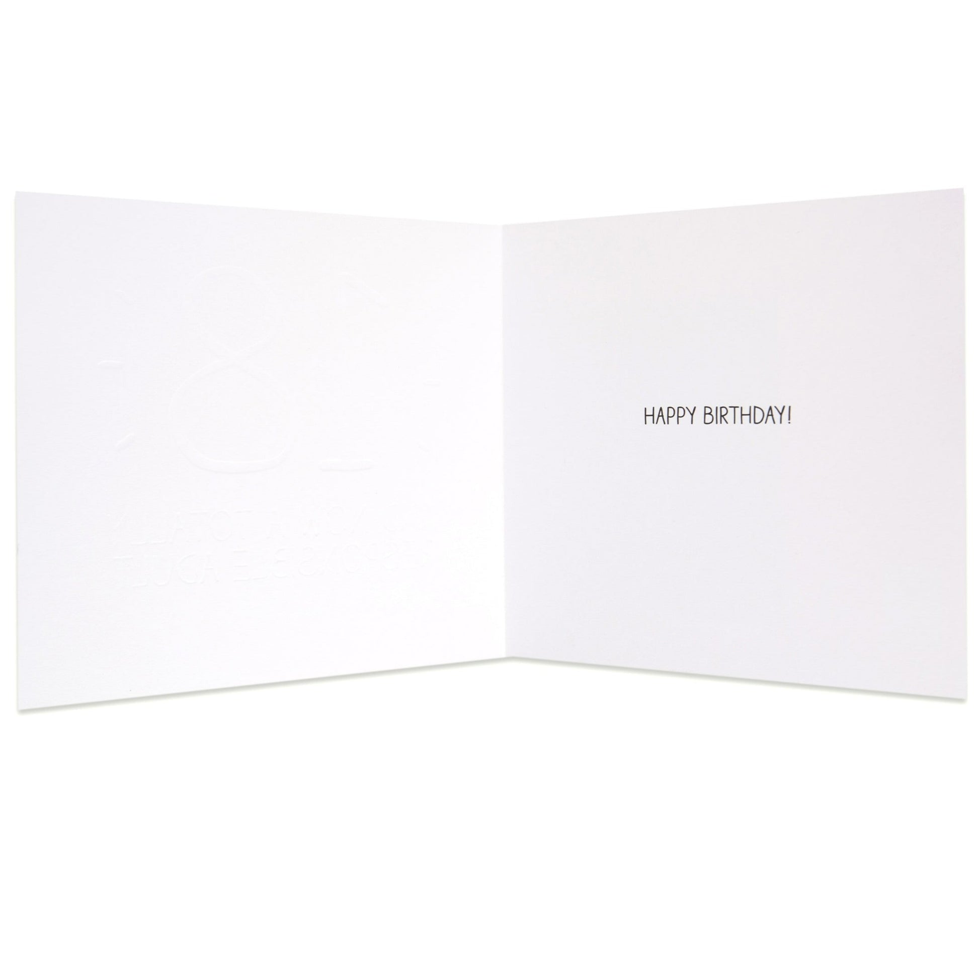Responsible Adult Funny 18th Birthday Card, inside view showing embossed detail and printed message 'HAPPY BIRTHDAY!', Hallmark branded.