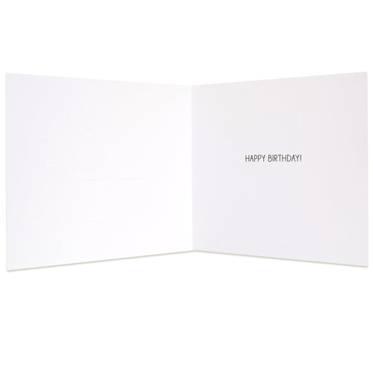 Responsible Adult Funny 18th Birthday Card, inside view showing embossed detail and printed message 'HAPPY BIRTHDAY!', Hallmark branded.