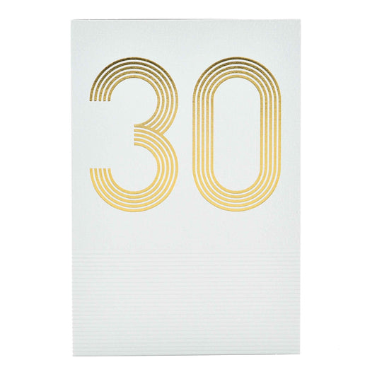 Signature Studio 30th Birthday Card - Same Great You! with gold foil number 30 on white background, flat lay view.