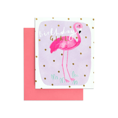 Sweet Polka Dot Flamingo Birthday Card