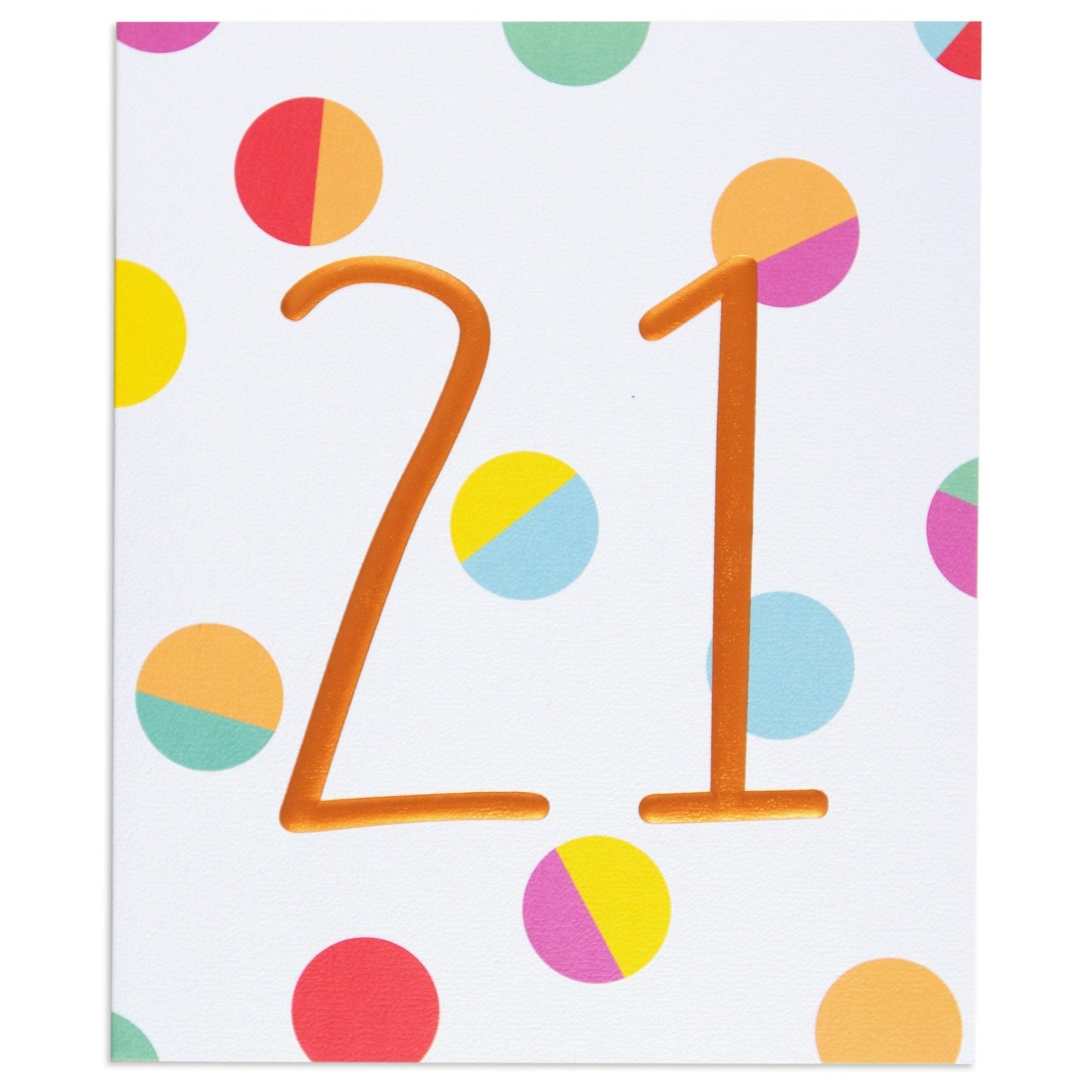 Colourful Polka Dot Contemporary 21st Birthday Card