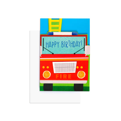 Colourful & Fun Fire Truck Birthday Card