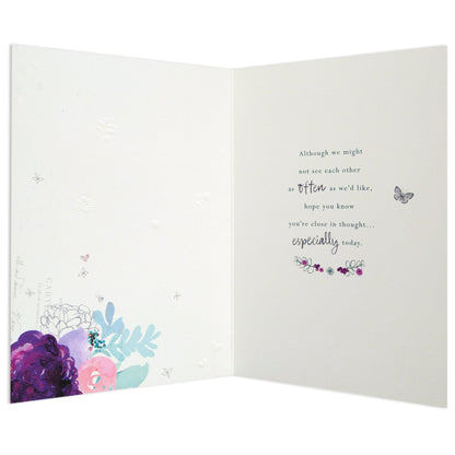 Far Away But Not Far Apart Colourful Floral Birthday Card
