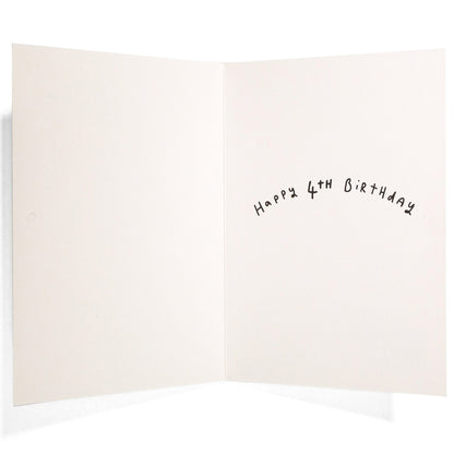 Sweet Illustrated Animals 4th Birthday Card