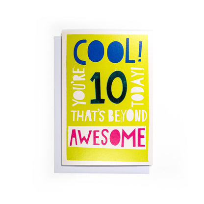 Beyond Awesome Cool 10th Birthday Card