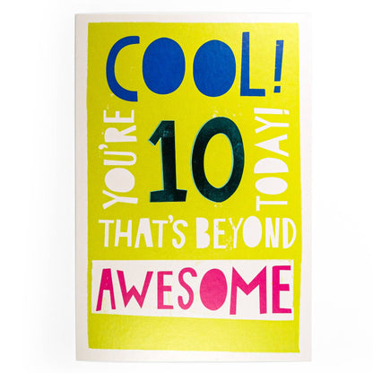 Beyond Awesome Cool 10th Birthday Card