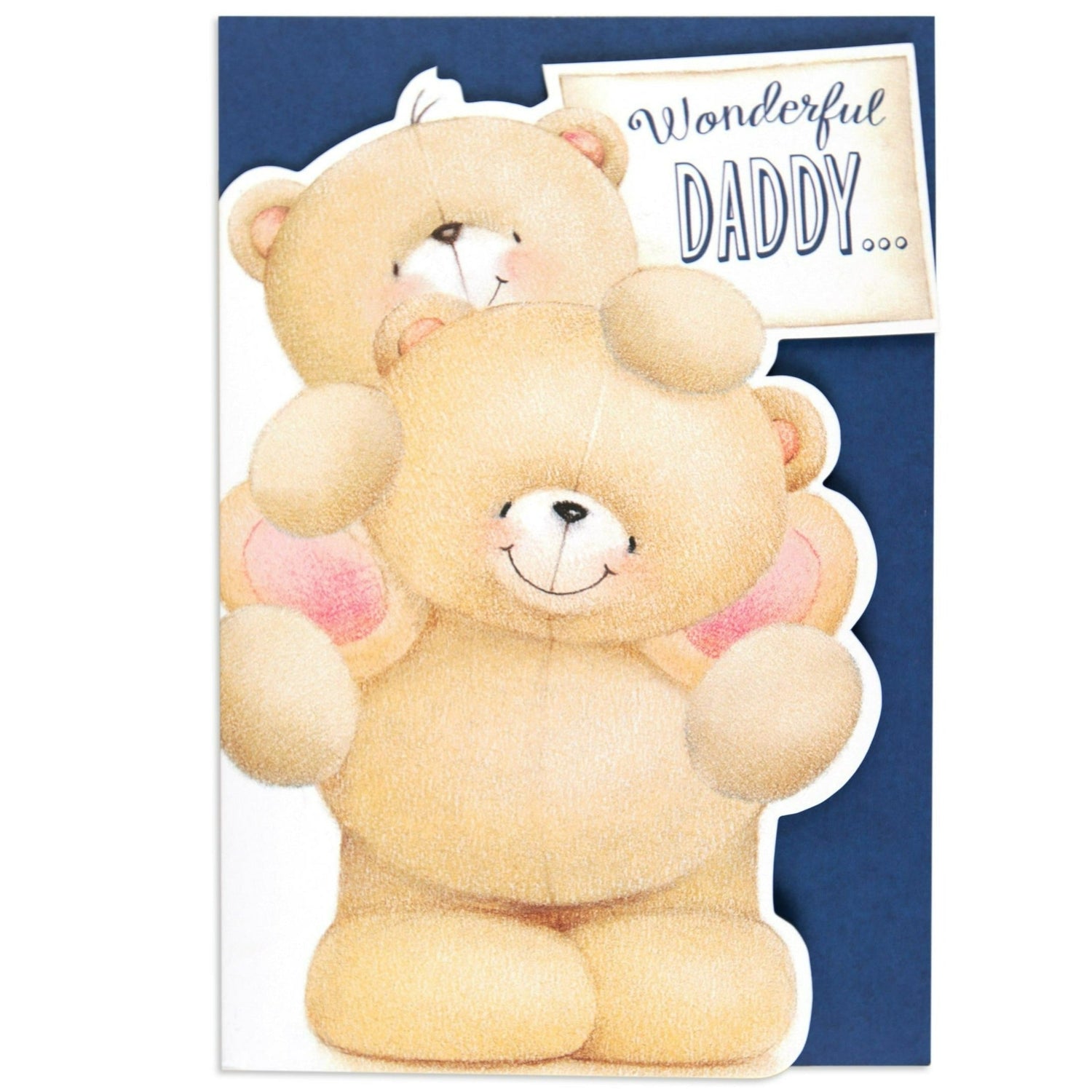 Sweet Wonderful Daddy Birthday Card featuring two cute bears with navy background and laser-cut silhouette, ideal for gifting.