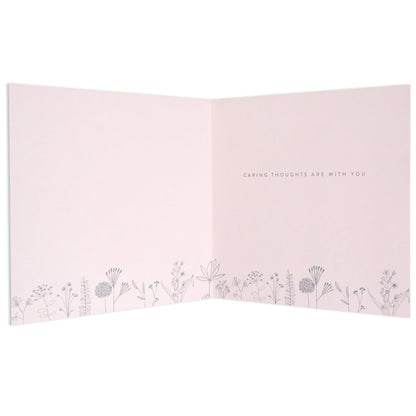 Thinking of Elegant You Sympathy Card interior design features delicate flower illustrations and the message 'Caring thoughts are with you'.