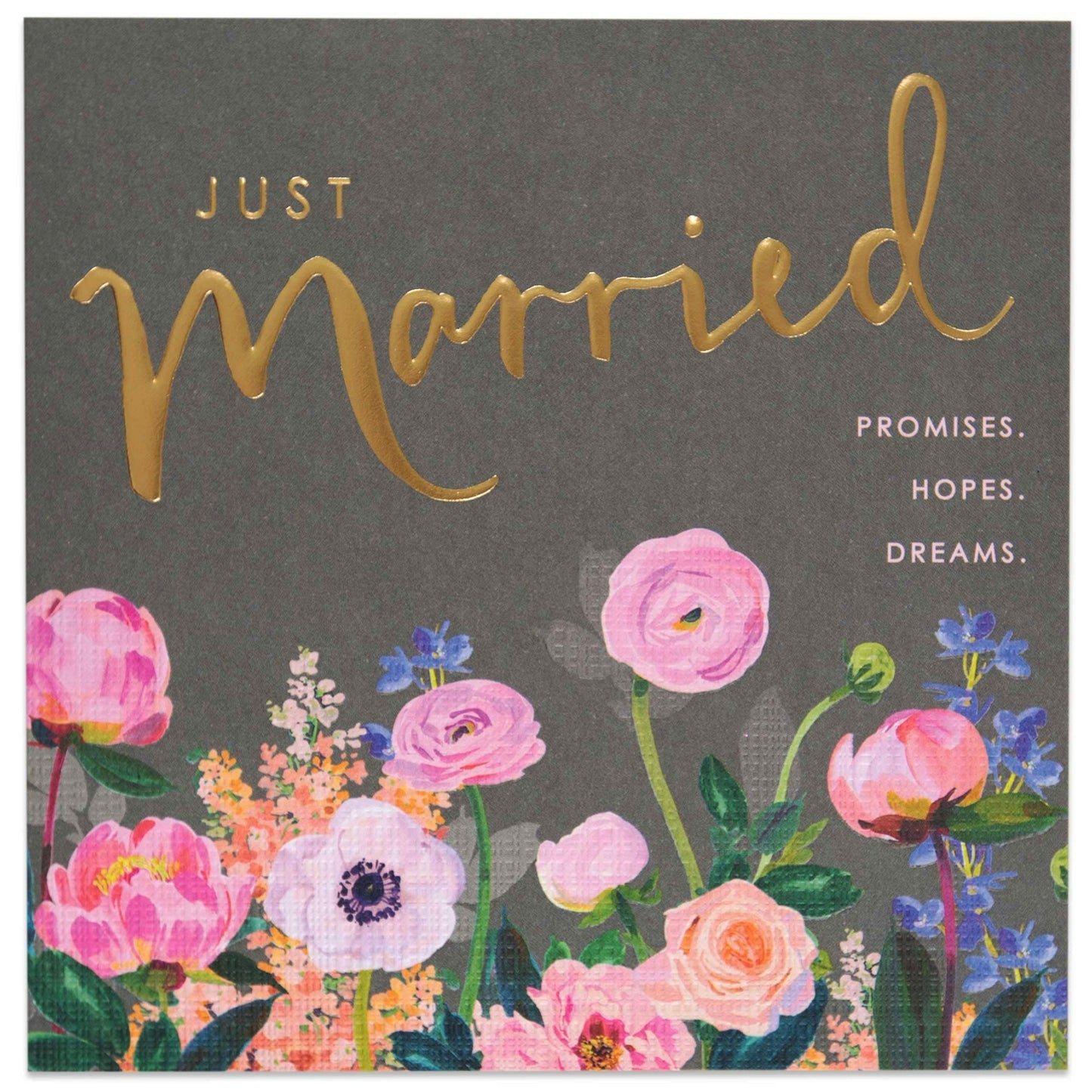Just Married Floral Wedding Congratulations Card