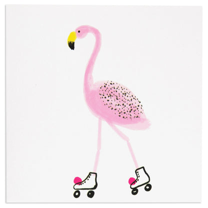 Flamingo on Roller Skates Fun Card