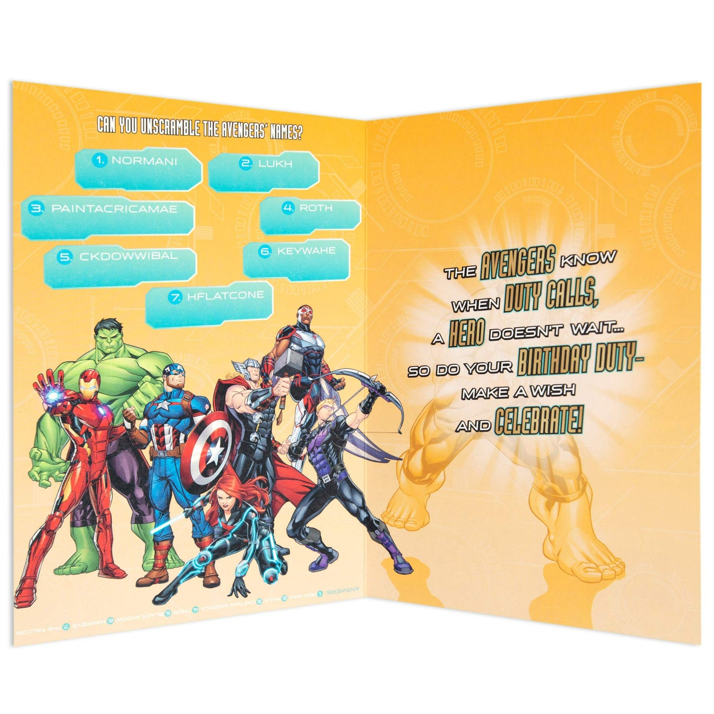 Marvel Avengers Superhero Activity Birthday Card
