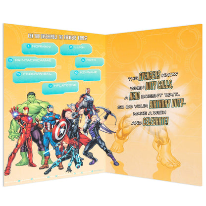 Marvel Avengers Superhero Activity Birthday Card
