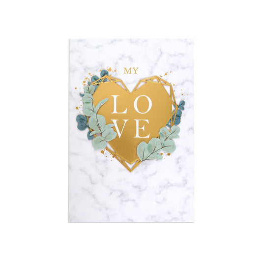 Valentine's Day Card - "My Love" Gold Heart