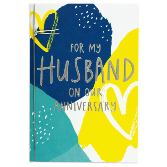 For My Husband Contemporary Colourful Anniversary Card